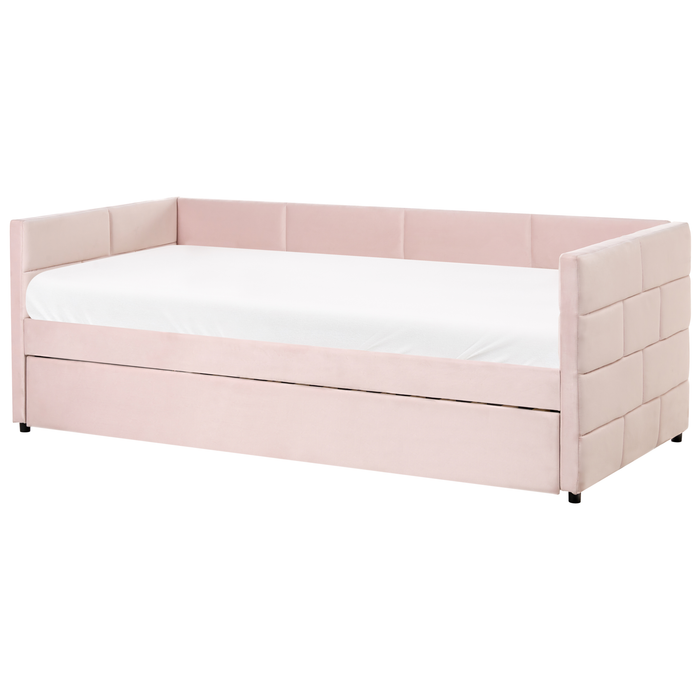 Beliani - CHAVONNE - Onderschuifbed - Roze - 90 x 200 cm - Fluweel