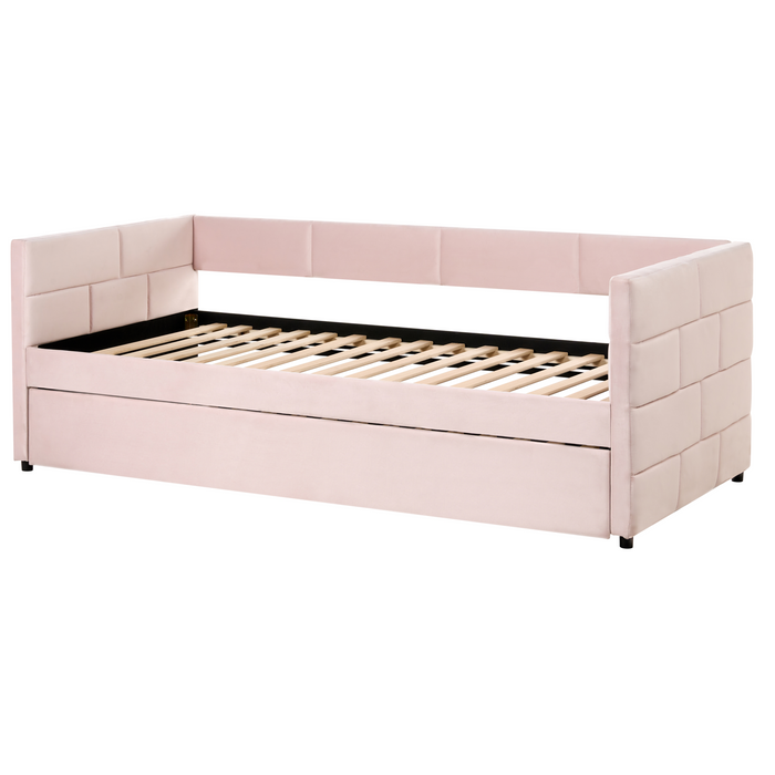 Beliani - CHAVONNE - Onderschuifbed - Roze - 90 x 200 cm - Fluweel