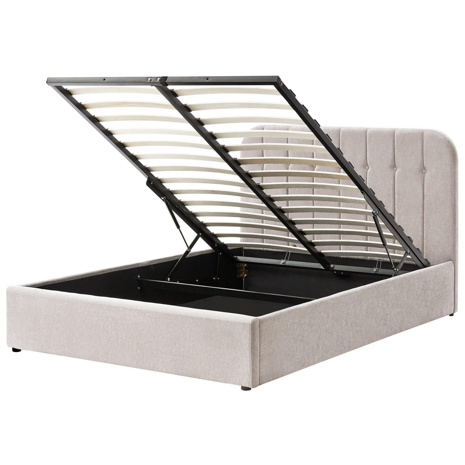 Beliani-CHALLANS-Bed met opbergruimte-Beige-140 x 200 cm-Polyester