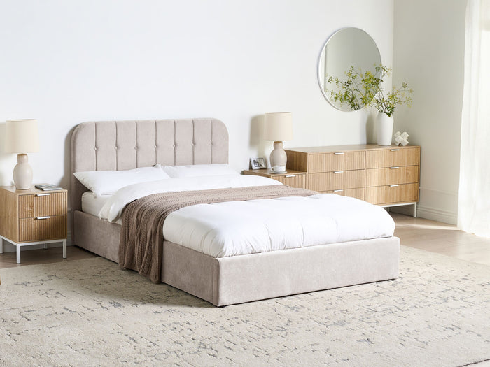 Beliani-CHALLANS-Bed met opbergruimte-Beige-140 x 200 cm-Polyester