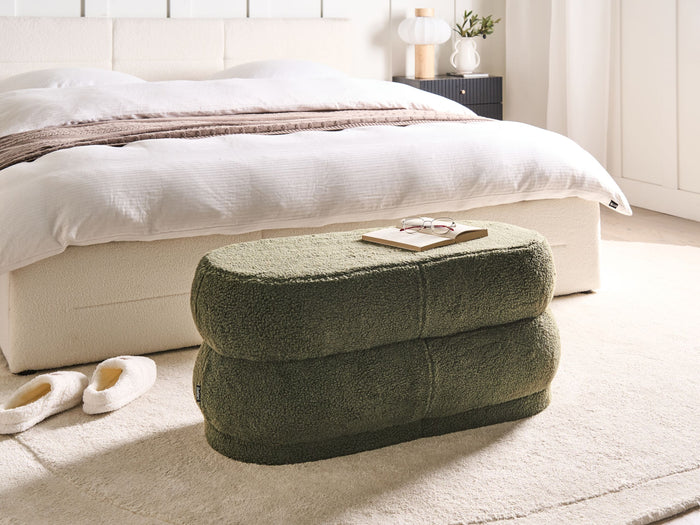 Beliani - ELLENDALE - Voetenbank - Groen - Bouclé