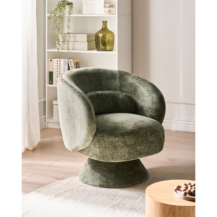 Beliani - LIEKSA - Draaifauteuil - Groen - Chenille