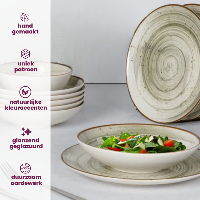 Cosy & Trendy Diepe Borden Sintra Ivy Green ø 21 cm - 4 Stuks