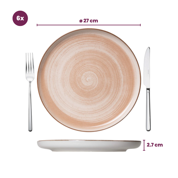 Cosy & Trendy Dinerborden Baltic Peach ø 27 cm - 6 stuks