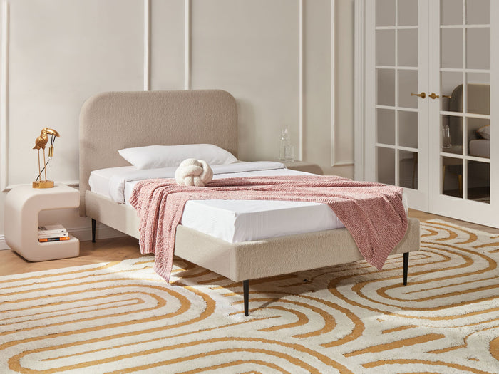 Beliani - FLAYAT - Eenpersoonsbed - Beige - 120 x 200 cm - Bouclé