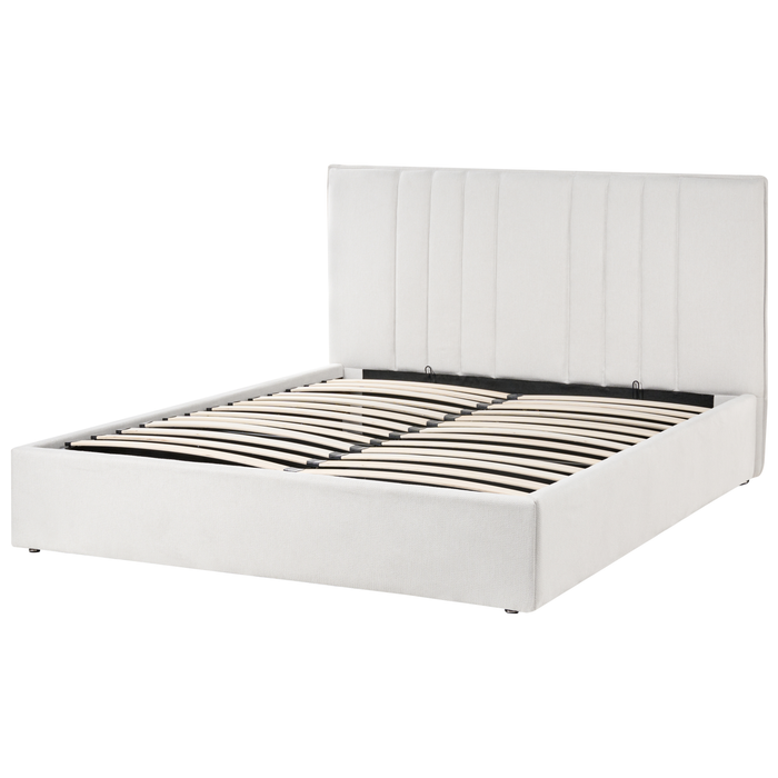 Beliani-TARASCON-Tweepersoonsbed-Lichtbeige-140 x 200 cm-Stof