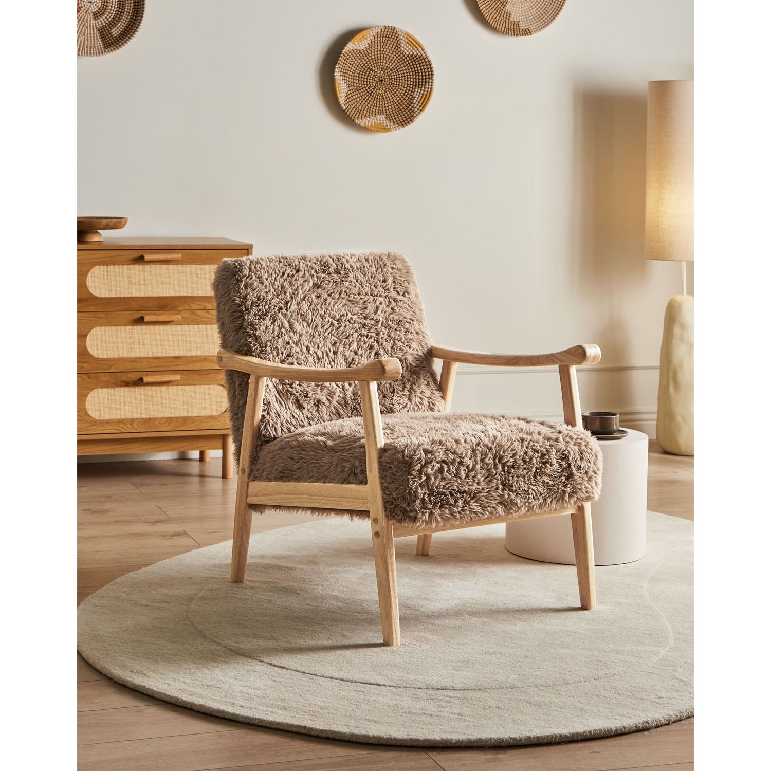 Beliani - LEKNES - Fauteuil - Taupe - Kunstbont