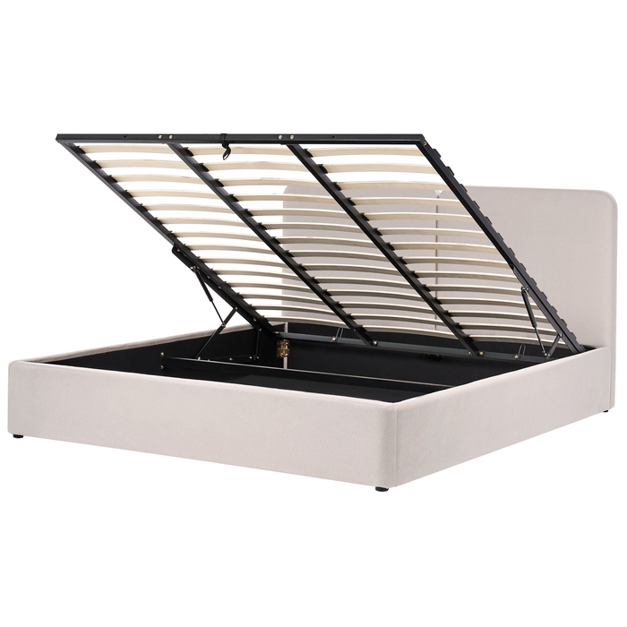 Beliani-ARBOIS-Bed met opbergruimte-Beige-180 x 200 cm-Polyester
