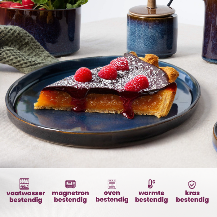 Cosy & Trendy Ontbijtborden | Dessertborden - Quintana Blue ø 22 cm - 4 Stuks