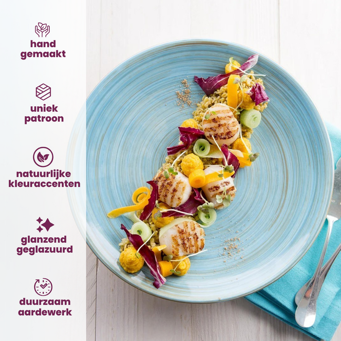 Cosy & Trendy Dinerborden Turbolino Blauw ø 27 cm - 6 stuks