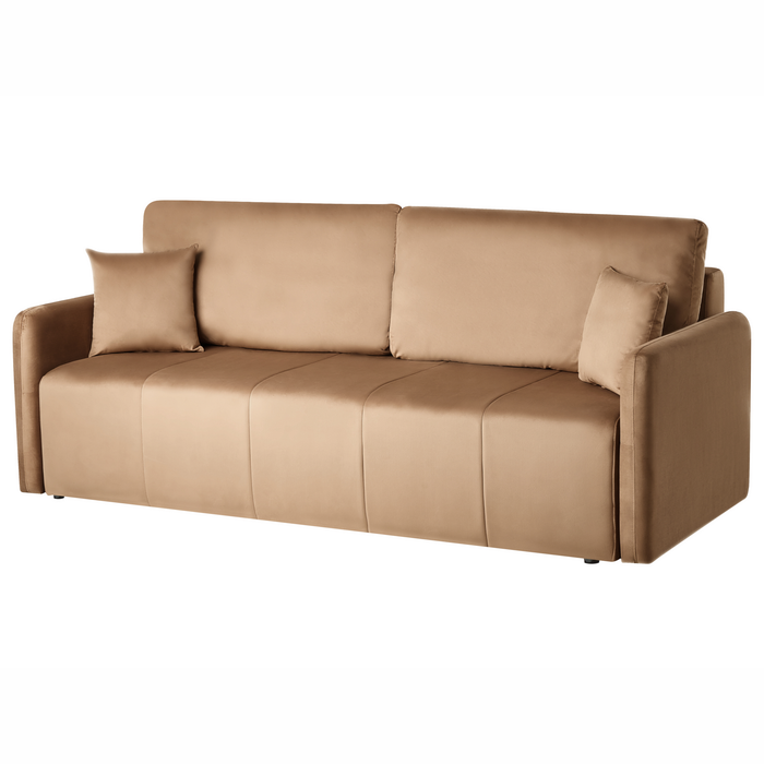 Beliani - EGGE - Driezitsbank - Lichtbruin - Fluweel