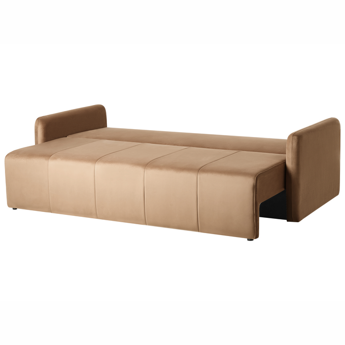 Beliani - EGGE - Driezitsbank - Lichtbruin - Fluweel