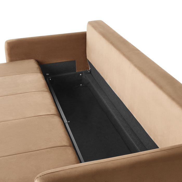 Beliani - EGGE - Driezitsbank - Lichtbruin - Fluweel