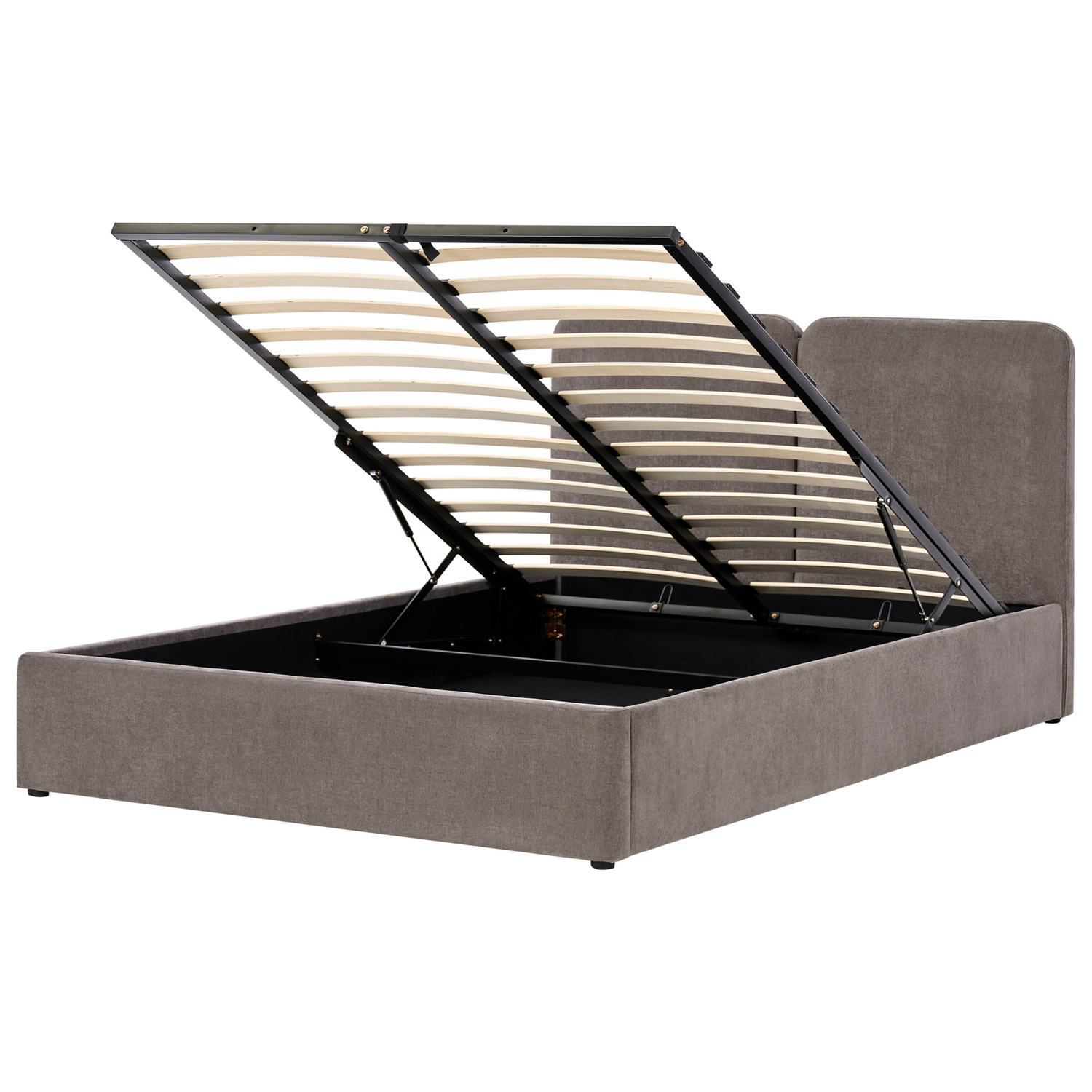 Beliani-ARBOIS-Bed met opbergruimte-Taupe-160 x 200 cm-Polyester