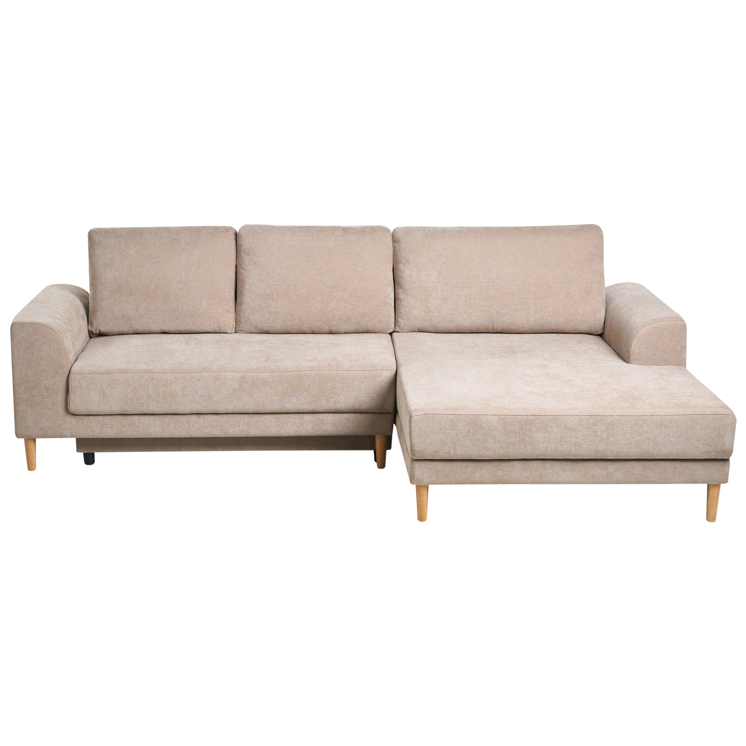 Beliani-NUBORG-Hoekslaapbank 3-zits-Lichtbruin-Linkszijdig-Chenille