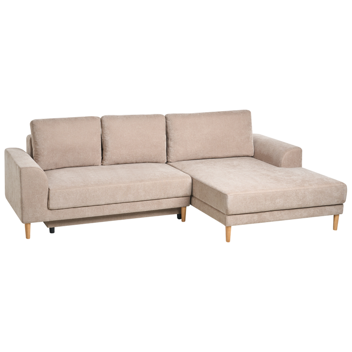 Beliani-NUBORG-Hoekslaapbank 3-zits-Lichtbruin-Linkszijdig-Chenille