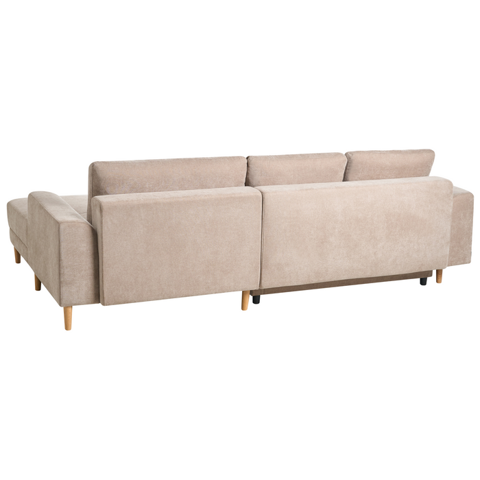 Beliani-NUBORG-Hoekslaapbank 3-zits-Lichtbruin-Linkszijdig-Chenille