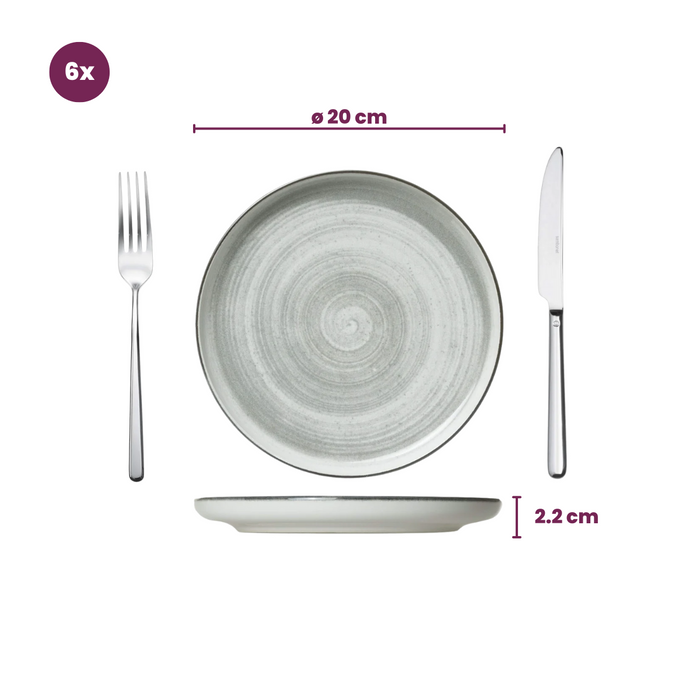 Cosy & Trendy Ontbijtborden | Dessertborden - Baltic Grey ø 20 cm - 6 stuks