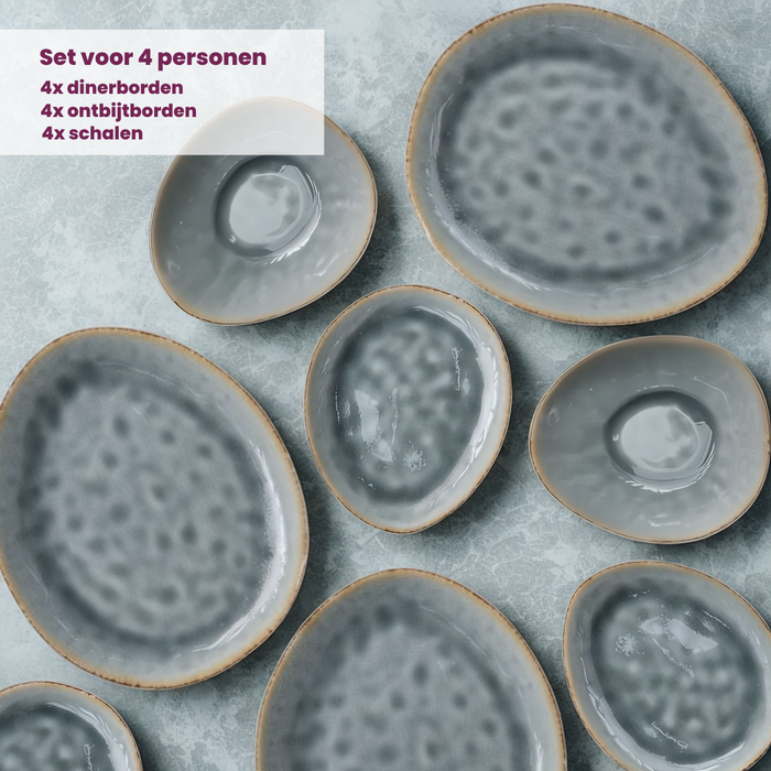 Cosy & Trendy Serviesset Organic Laguna Blue Grey 12-Delig
