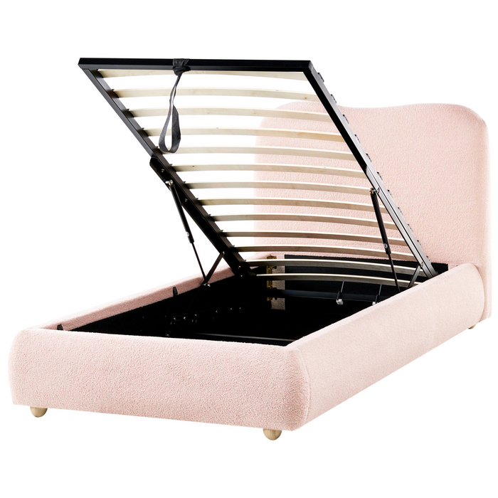 Beliani - BLAGNAC - Bed met opbergruimte - Roze - 90 x 200 cm - Bouclé