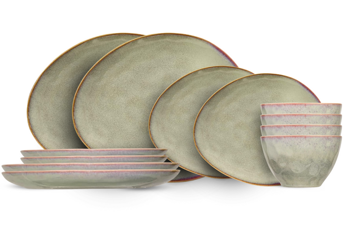 Cosy & Trendy Serviesset Trentino Organisch 12-Delig | 4 personen - 4 dinerborden, 4 ontbijtborden en 4 soepkommen