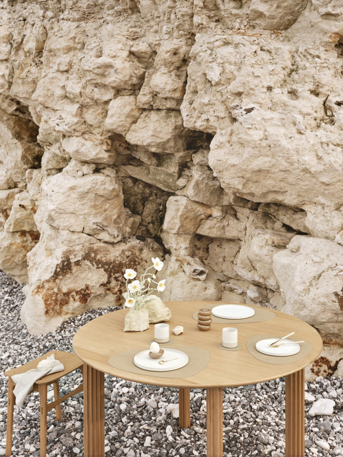 LIND DNA Placemats Nupo - Leer - Khaki - Curved - 44 x 37 cm - 2 Stuks