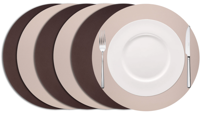 Cookinglife Placemats - Dubbelzijdig - Bruin | Zand ø 38 cm - 6 Stuks