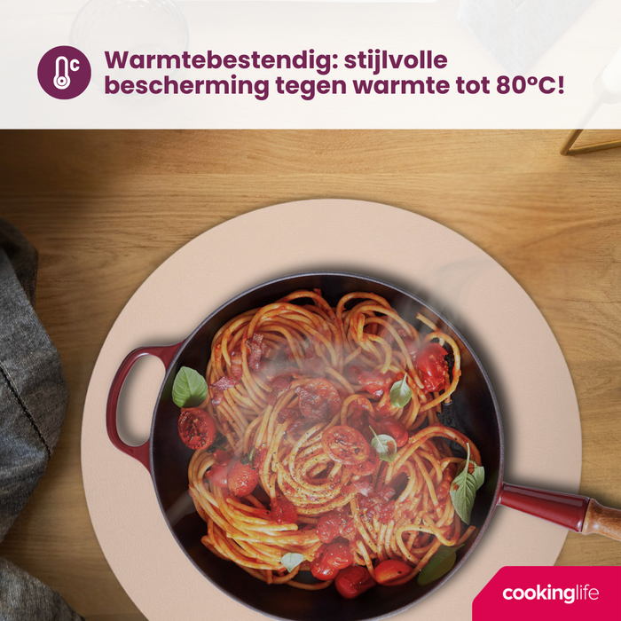 Cookinglife Placemats - Dubbelzijdig - Bruin | Zand ø 38 cm - 6 Stuks