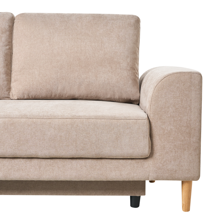 Beliani-NUBORG-Hoekslaapbank 3-zits-Lichtbruin-Linkszijdig-Chenille