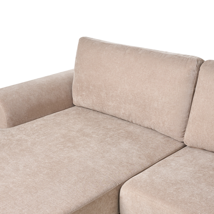 Beliani-NUBORG-Hoekslaapbank 3-zits-Lichtbruin-Linkszijdig-Chenille