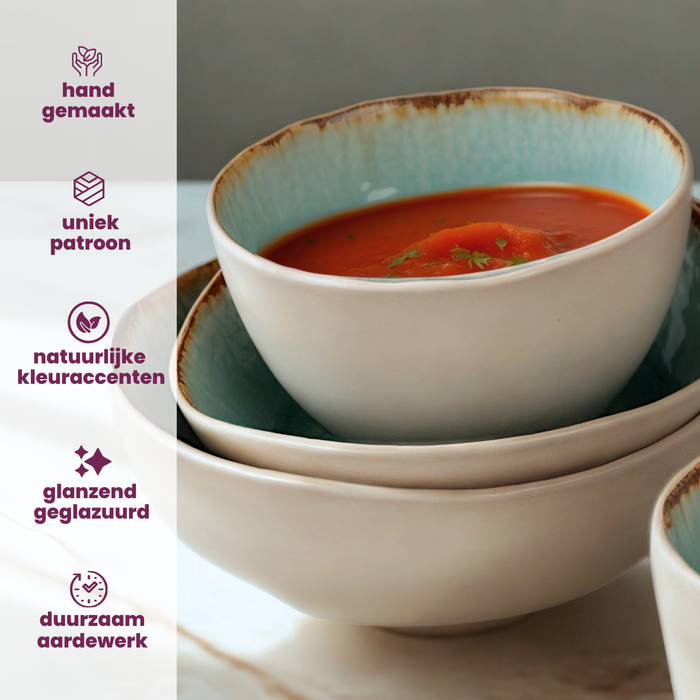 Cosy & Trendy Kleine Schaal Laguna Azzurro 19 x 18 cm - 4 Stuks