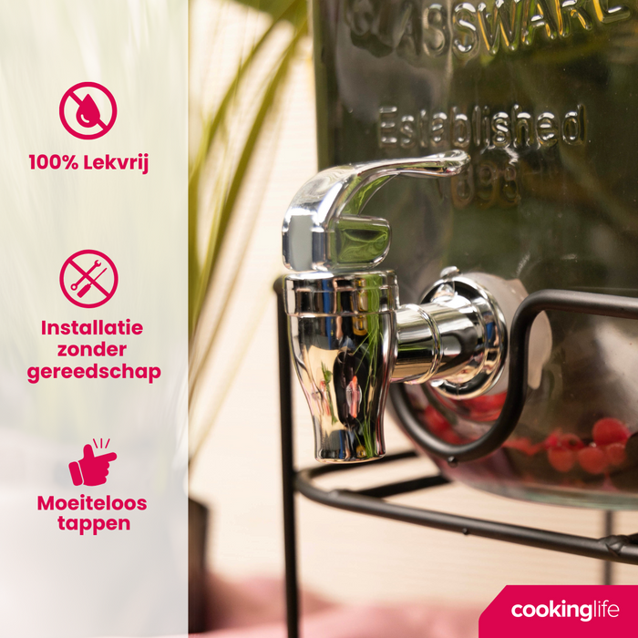 Cookinglife Drankdispensers met Kraantjes en Houders - 2 x 4 Liter