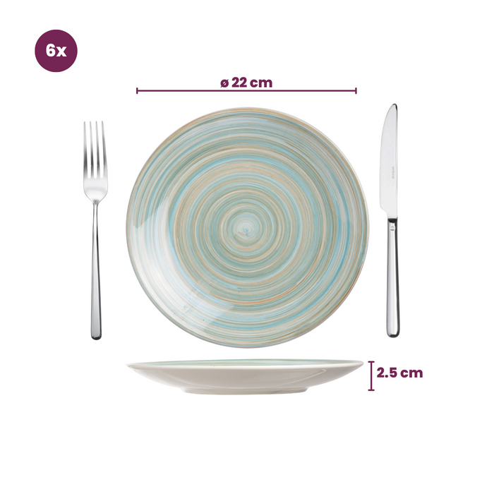 Cosy & Trendy Ontbijtborden Turbolino Blauw ø 22 cm - 6 stuks