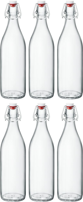 Bormioli Rocco Beugelflessen | Weckflessen Giara - Transparant - 1 liter - 6 stuks