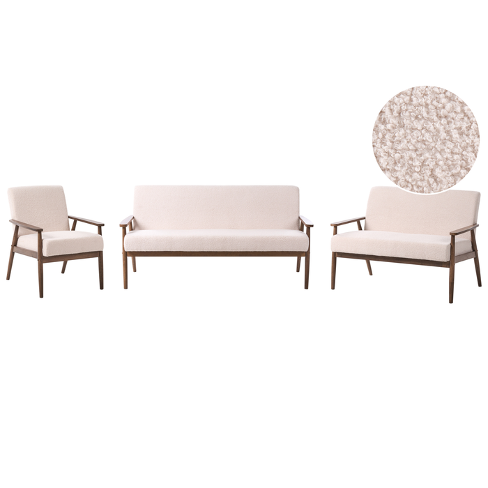 Beliani - ESRUM - Bankenset - Beige|Donkerbruin - Bouclé