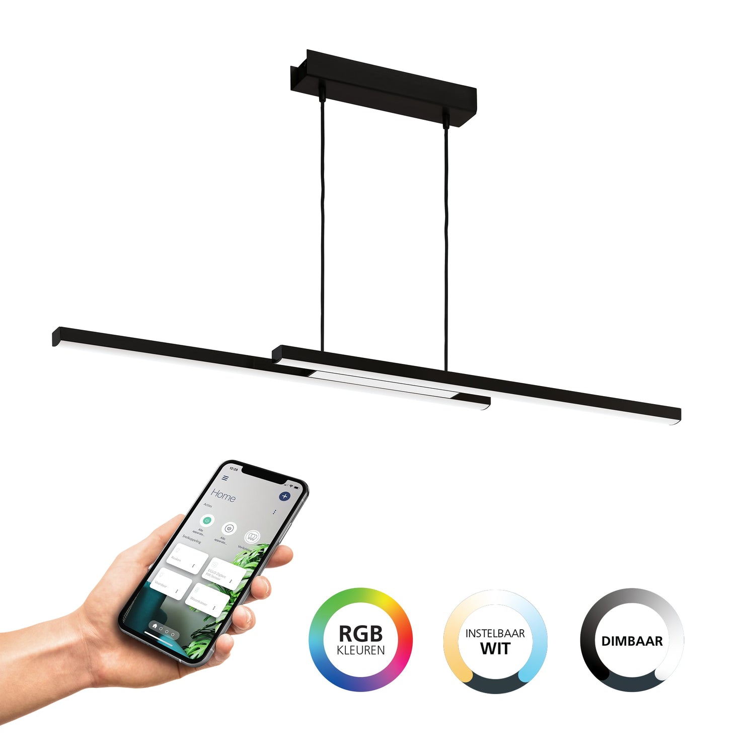 EGLO connect.z Fraioli-Z Smart Hanglamp - 105,5 cm - Zwart - RGB