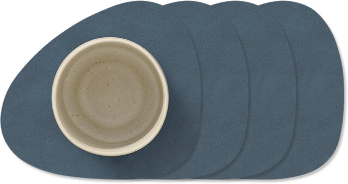 LIND DNA Onderzetters Nupo - Leer - Dark Blue - 13 x 11 cm - 4 Stuks
