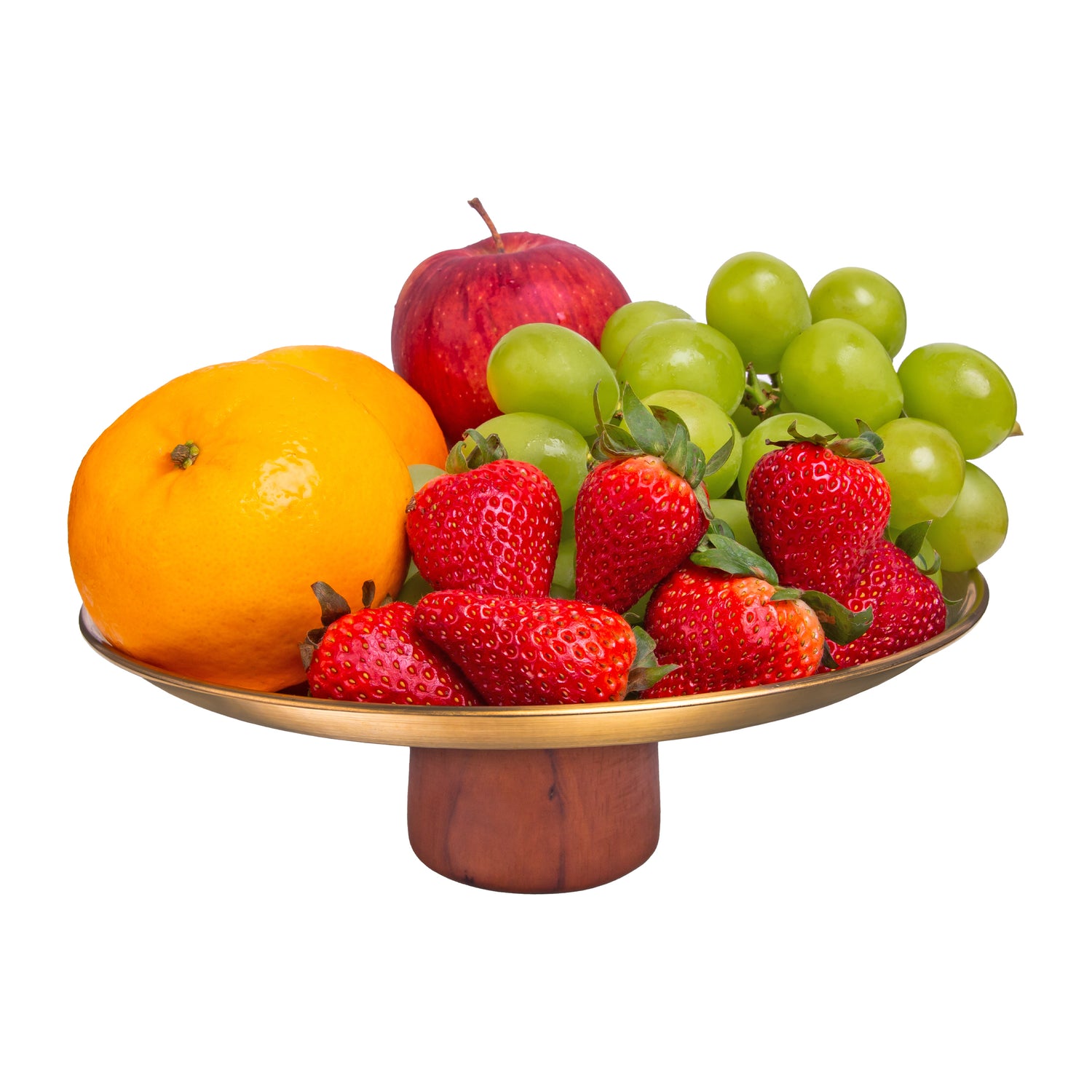 QUVIO Schaal op voet - Etagère - Metaal - Hout - 22x8 cm - Goud