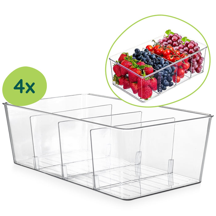 XIVADA Koelkast Organizer Caro - Met dividers - PET - Set van 4