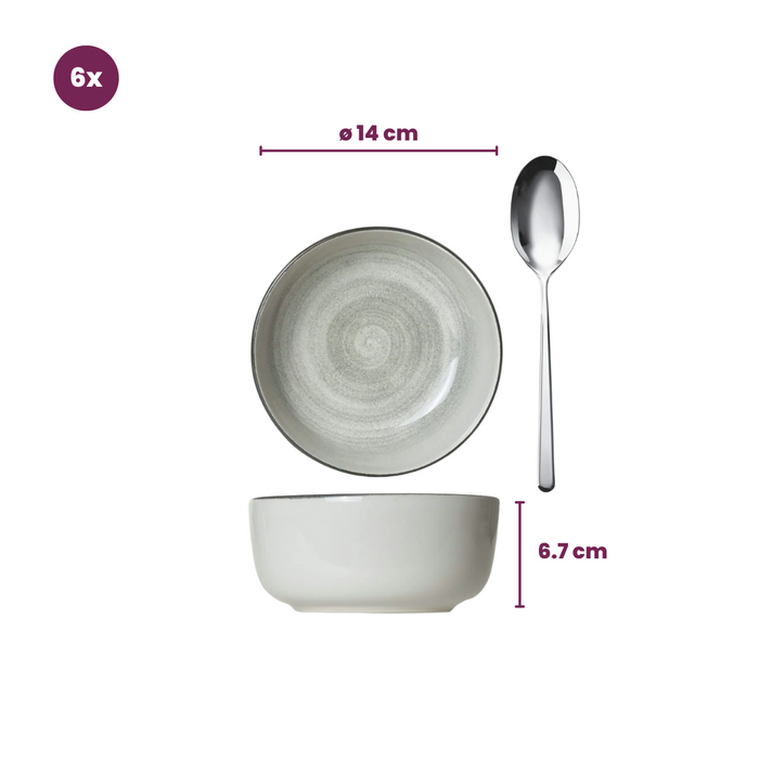 Cosy & Trendy Kommen Baltic Grey ø 14 cm - 6 stuks