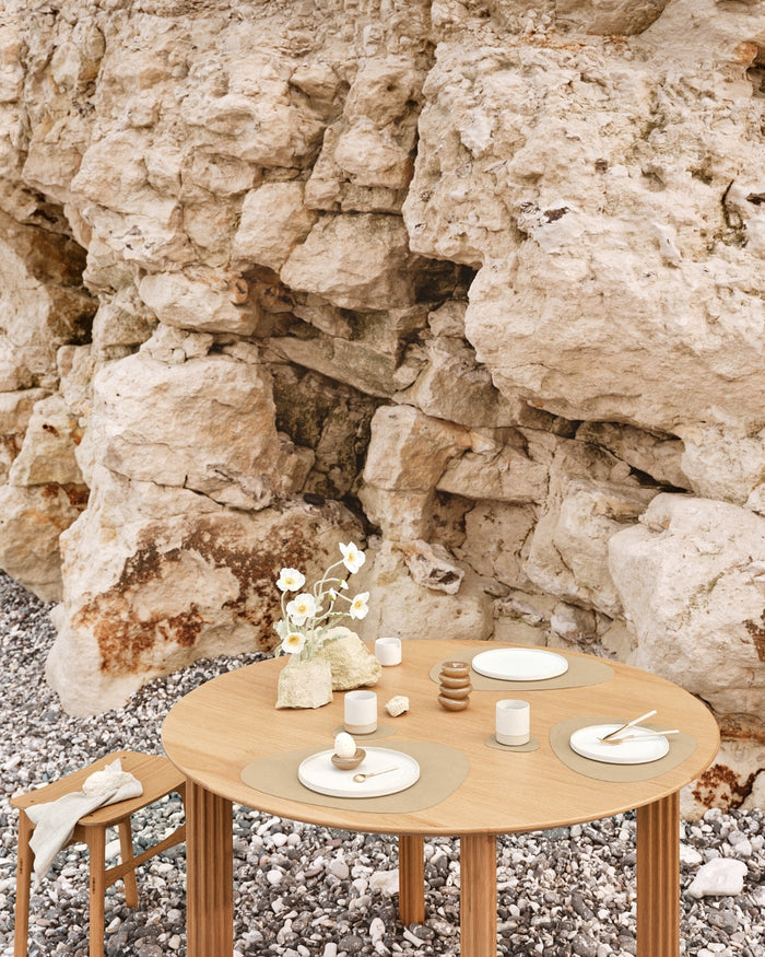 LIND DNA Onderzetters Nupo - Leer - Khaki - 13 x 11 cm - 4 Stuks