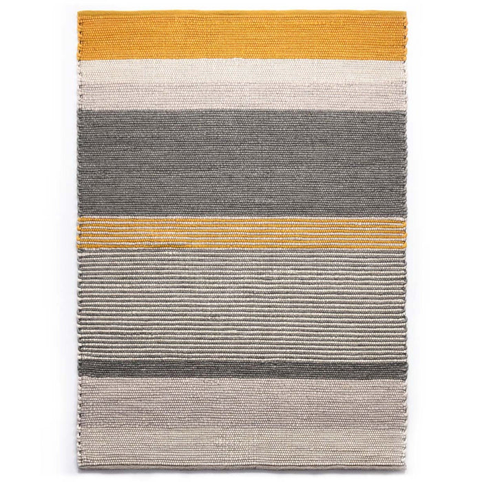 Nordic Weavers Wollen vloerkleed strepen Lett - okergeel|grijs -