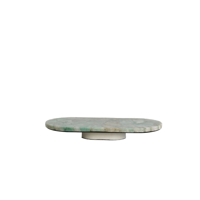 Light&living Schaal op voet 50x24x6 cm BELO groen agaat+crème