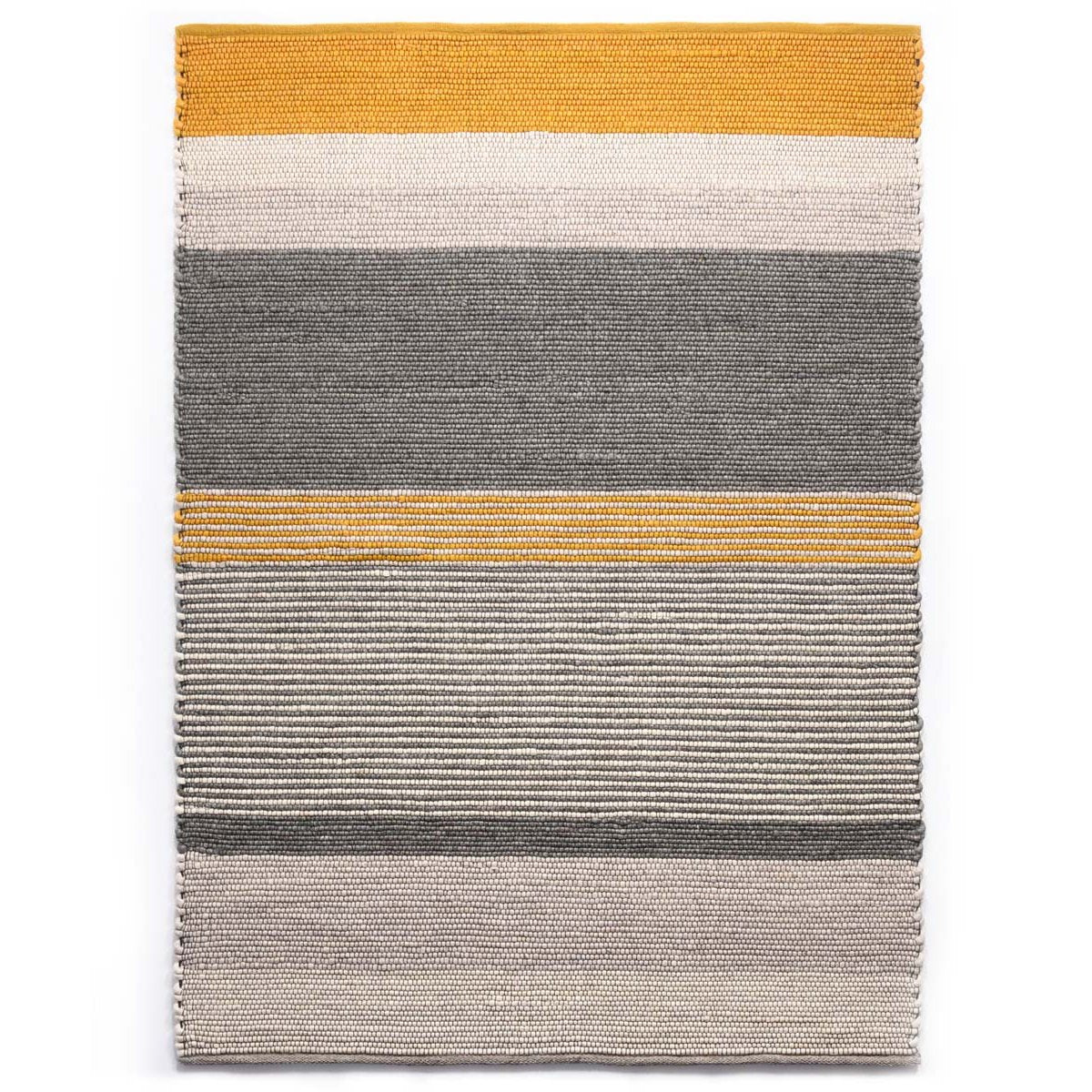Nordic Weavers Wollen vloerkleed strepen Lett - okergeel|grijs -