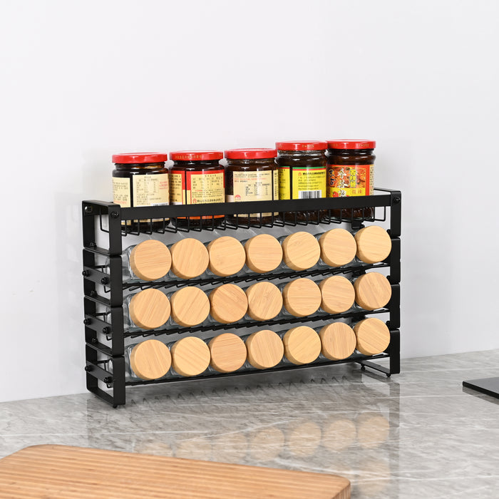 XIVADA Kruidenrek Oliv - Staand - Staal - 24 potjes - 4 Laags - Zwart