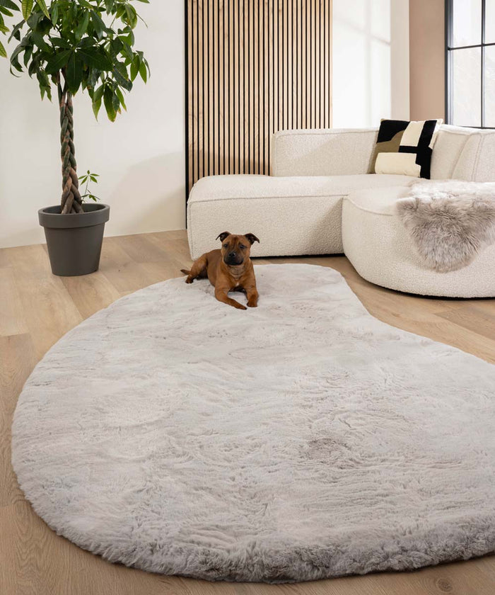Tapeso Fluffy vloerkleed organisch - Comfy Plus lichtgrijs - 180x276