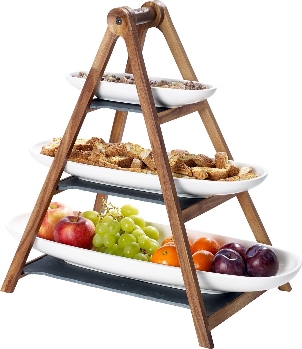 Villeroy & Boch Etagere | Serveertoren Artesano Original - Hout - 3-Laags - met serveerschalen