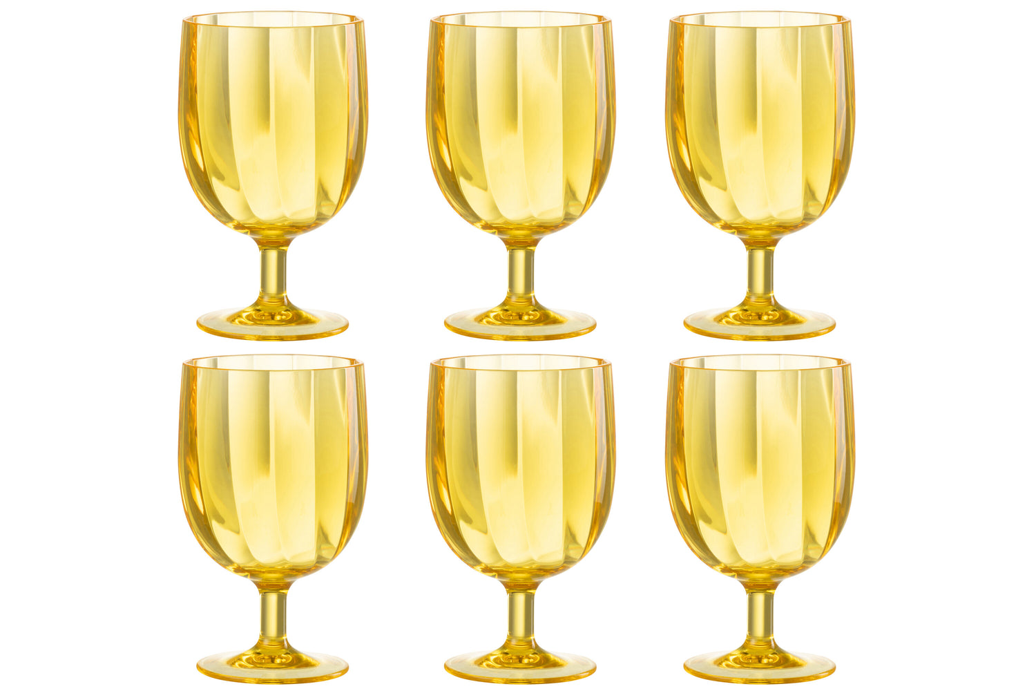 J-line wijnglas - plastic - geel - 6 stuks