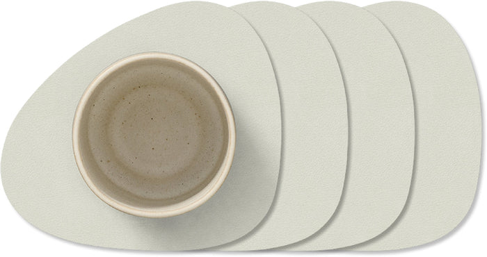 LIND DNA Onderzetters Nupo - Leer - Linen - 13 x 11 cm - 4 Stuks