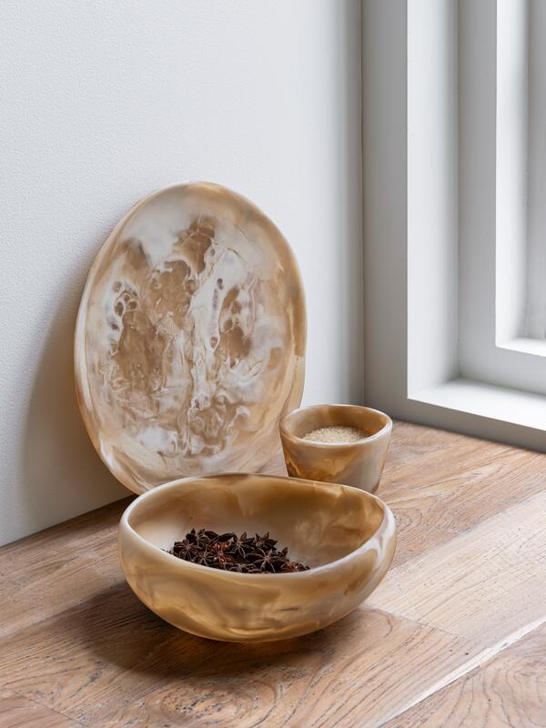 MUST Living Tray Michelangelo Brown|White 3x36x35cm, resin brown|wh...